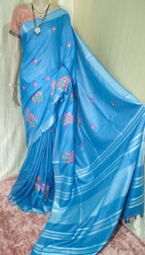 Latest Women's Pure Cotton Emboidery Work Saree