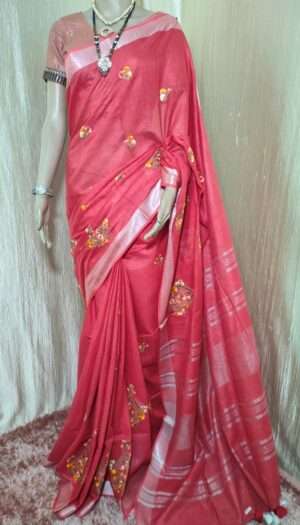 Latest Women's Pure Cotton Emboidery Work Saree