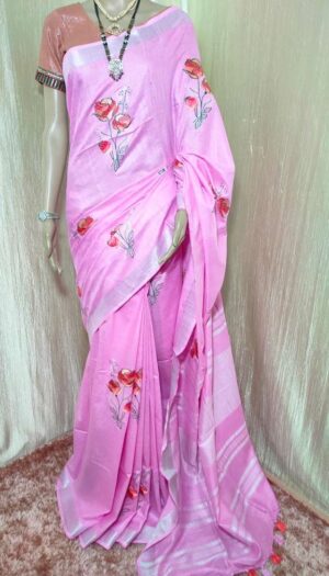 Latest Women's Pure Cotton Emboidery Work Saree