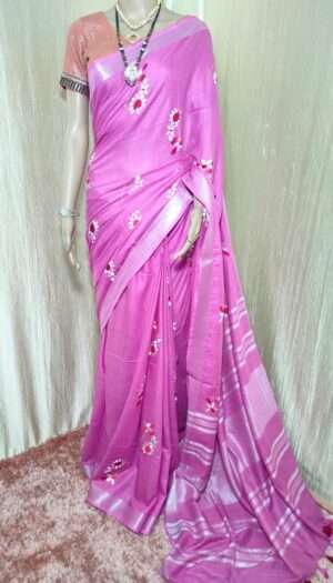 Latest Women's Pure Cotton Emboidery Work Saree