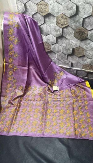 Handloom Bhagalpuri Raw silk Embroidery saree