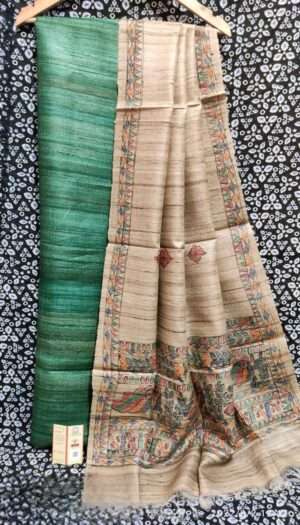 Tussar Ghicha Silk Madhubani Paint Dress Material
