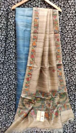 Tussar Ghicha Silk Madhubani Paint Dress Material