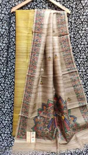 Tussar Ghicha Silk Madhubani Paint Dress Material