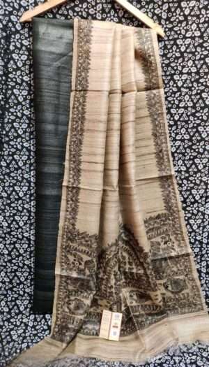 Tussar Ghicha Silk Madhubani Paint Dress Material