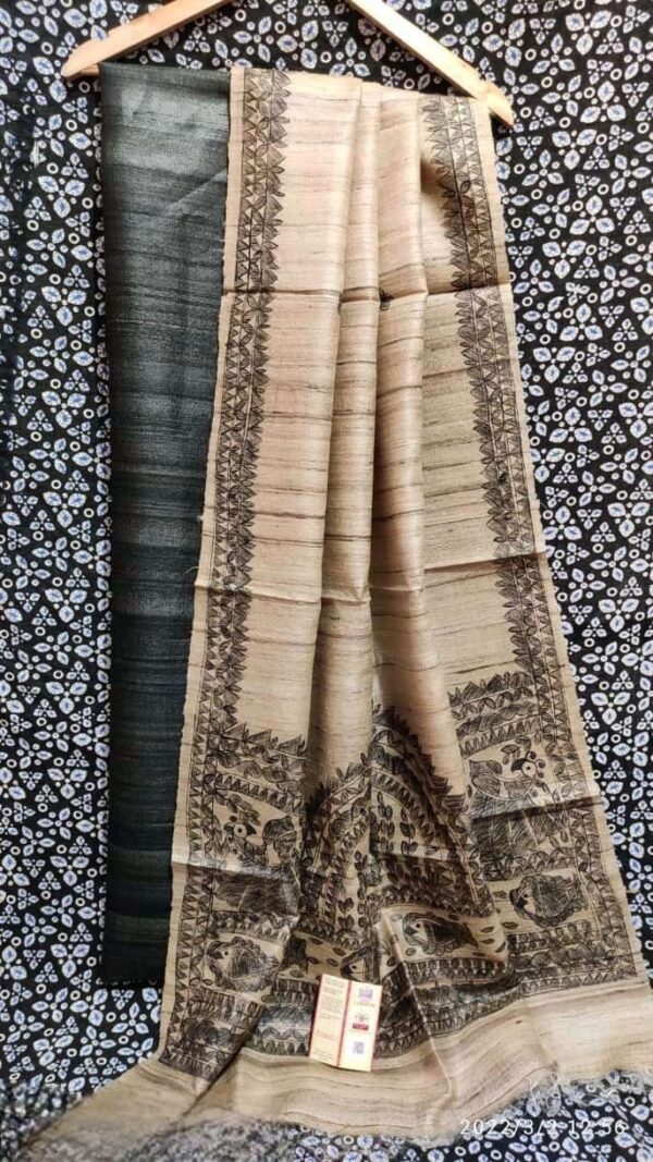 Tussar Ghicha Silk Madhubani Paint Dress Material