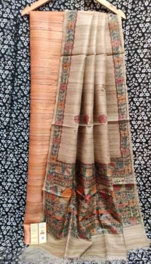Tussar Ghicha Silk Madhubani Paint Dress Material