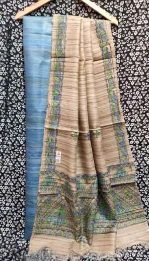 Tussar Ghicha Silk Madhubani Paint Dress Material