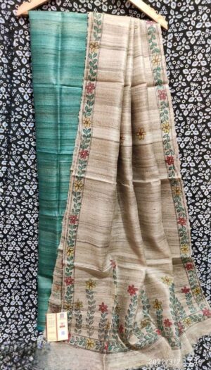 Tussar Ghicha Silk Madhubani Paint Dress Material