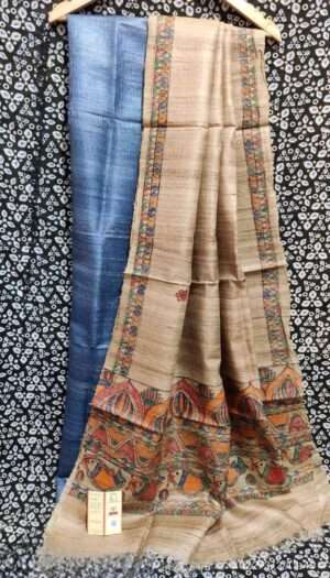 Tussar Ghicha Silk Madhubani Paint Dress Material