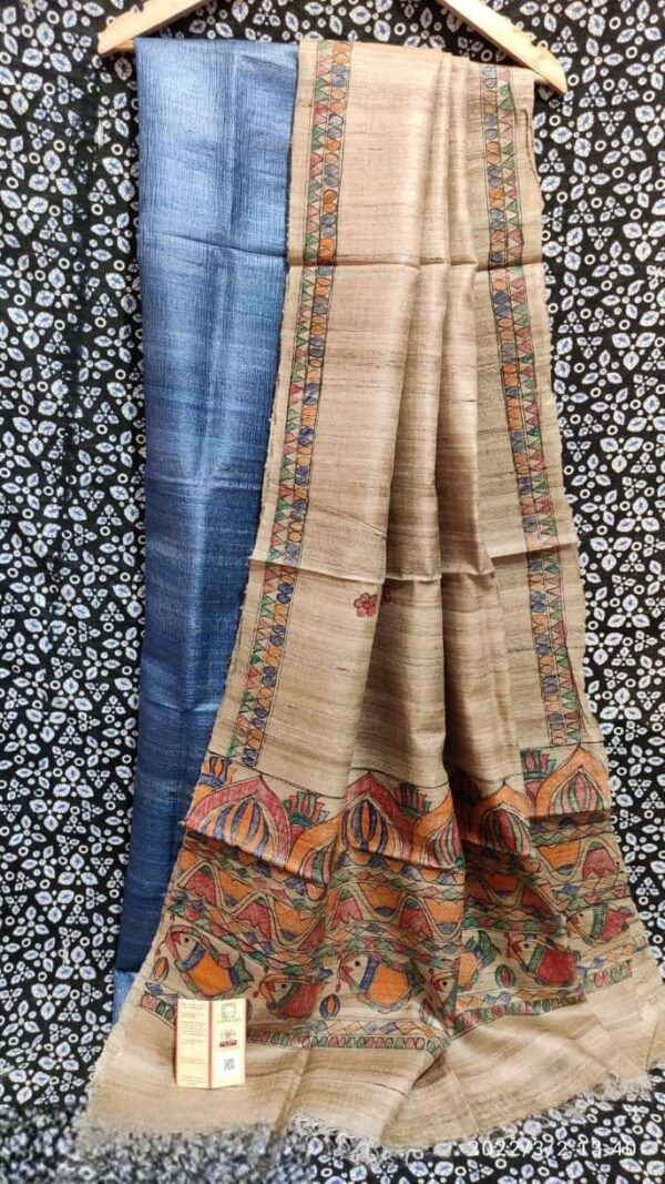 Tussar Ghicha Silk Madhubani Paint Dress Material