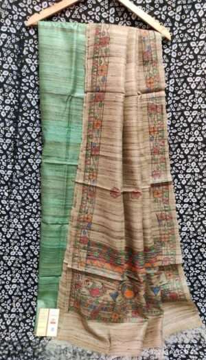 Tussar Ghicha Silk Madhubani Paint Dress Material