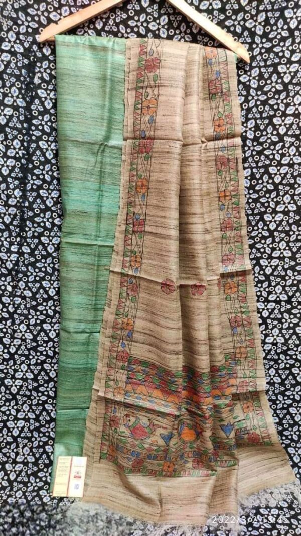 Tussar Ghicha Silk Madhubani Paint Dress Material