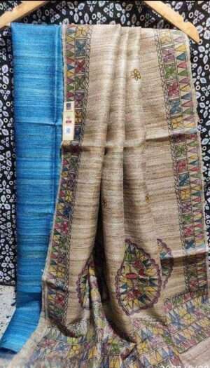 Tussar Ghicha Silk Madhubani Paint Dress Material