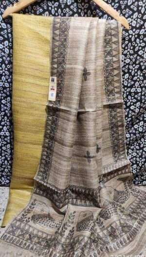 Tussar Ghicha Silk Madhubani Paint Dress Material