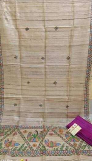 Tussar Ghicha Silk Madhubani Paint Dress Material