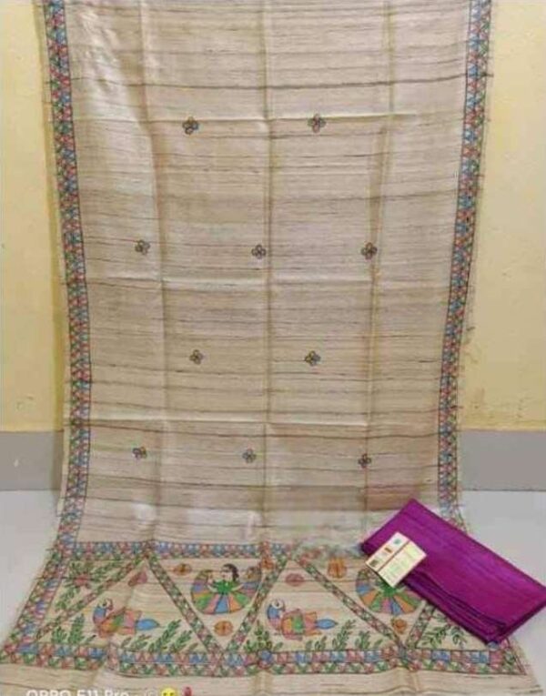 Tussar Ghicha Silk Madhubani Paint Dress Material