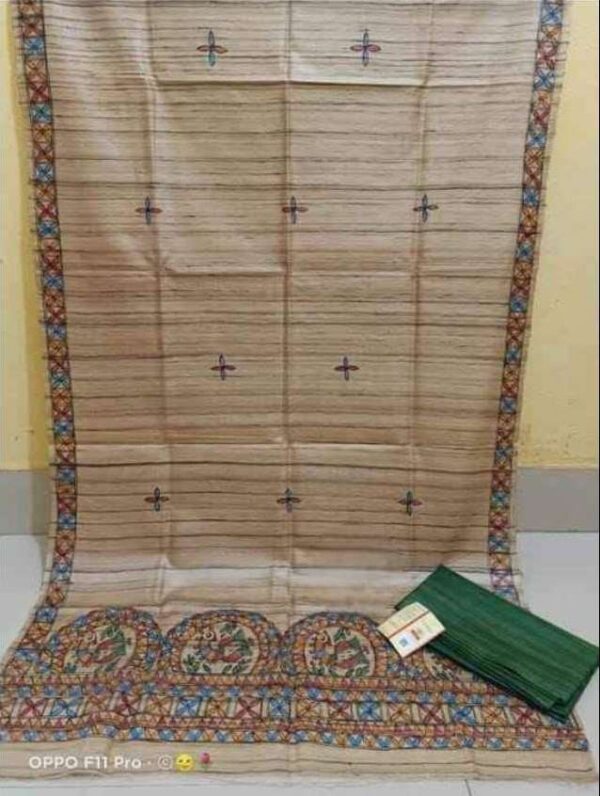 Tussar Ghicha Silk Madhubani Paint Dress Material