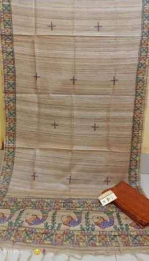 Tussar Ghicha Silk Madhubani Paint Dress Material