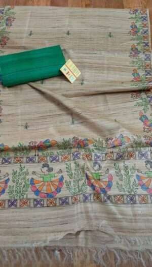 Tussar Ghicha Silk Madhubani Paint Dress Material