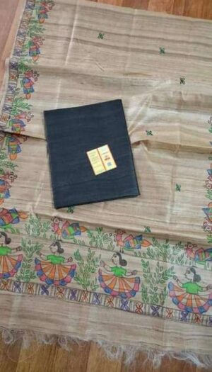 Tussar Ghicha Silk Madhubani Paint Dress Material