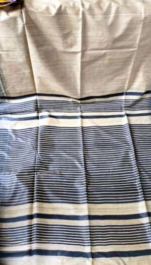Pure Handloom Tussar Ghicha Silk Strip Weavon Saree