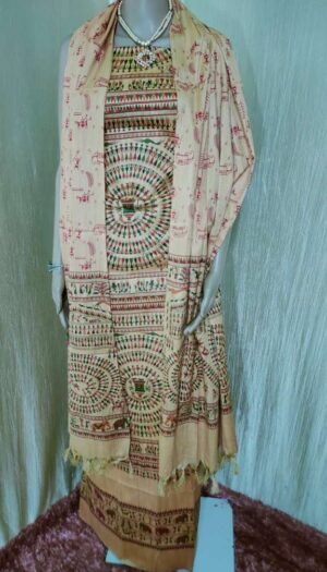 Latest Women's Khadi Cotton Madhubani Print Dresses