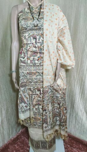 Latest Women's Khadi Cotton Madhubani Print Dresses