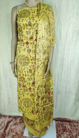 Latest Women's Khadi Silk Madhubani Print Dresses