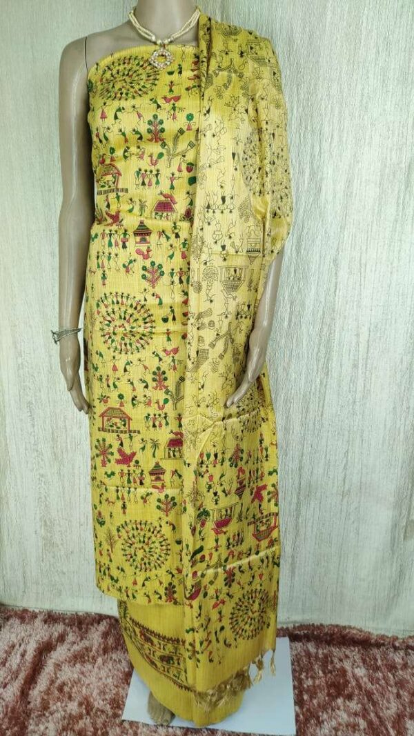 Latest Women's Khadi Silk Madhubani Print Dresses
