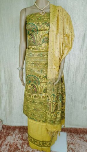 Latest Women's Khadi Silk Madhubani Print Dresses