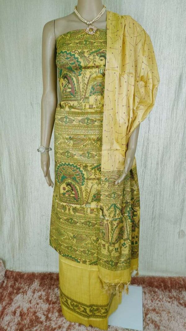 Latest Women's Khadi Silk Madhubani Print Dresses
