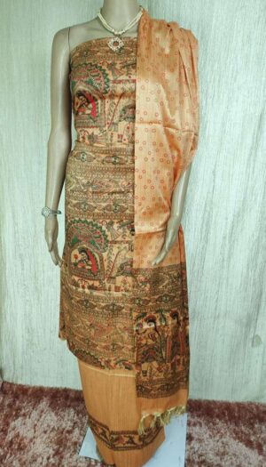 Latest Women's Khadi Silk Madhubani Print Dresses