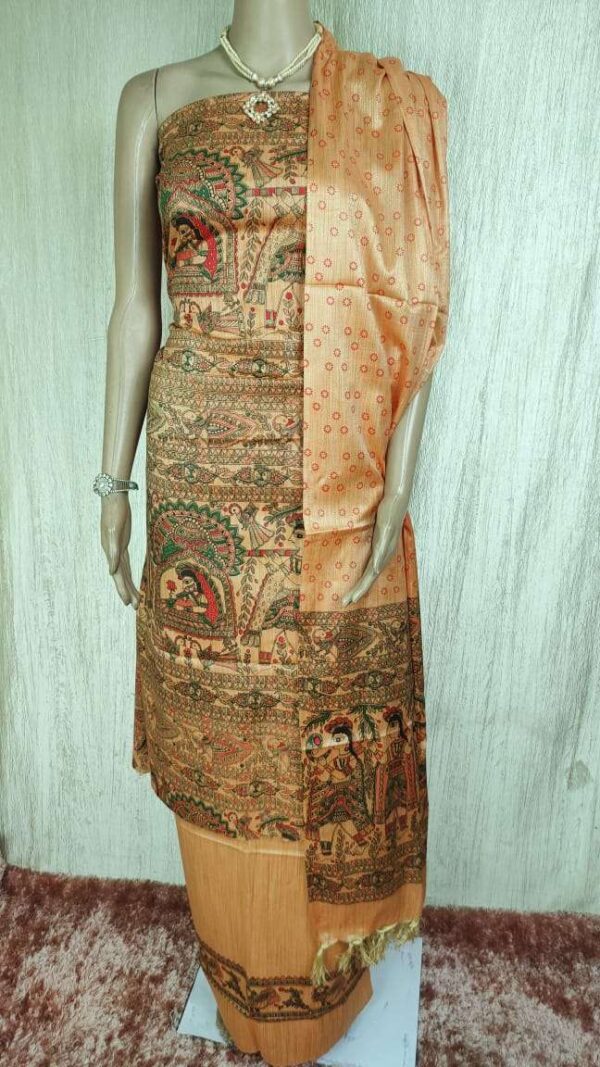 Latest Women's Khadi Silk Madhubani Print Dresses