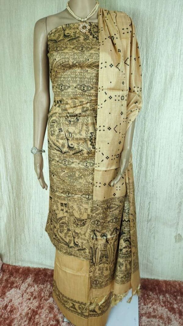 Latest Women's Khadi Silk Madhubani Print Dresses