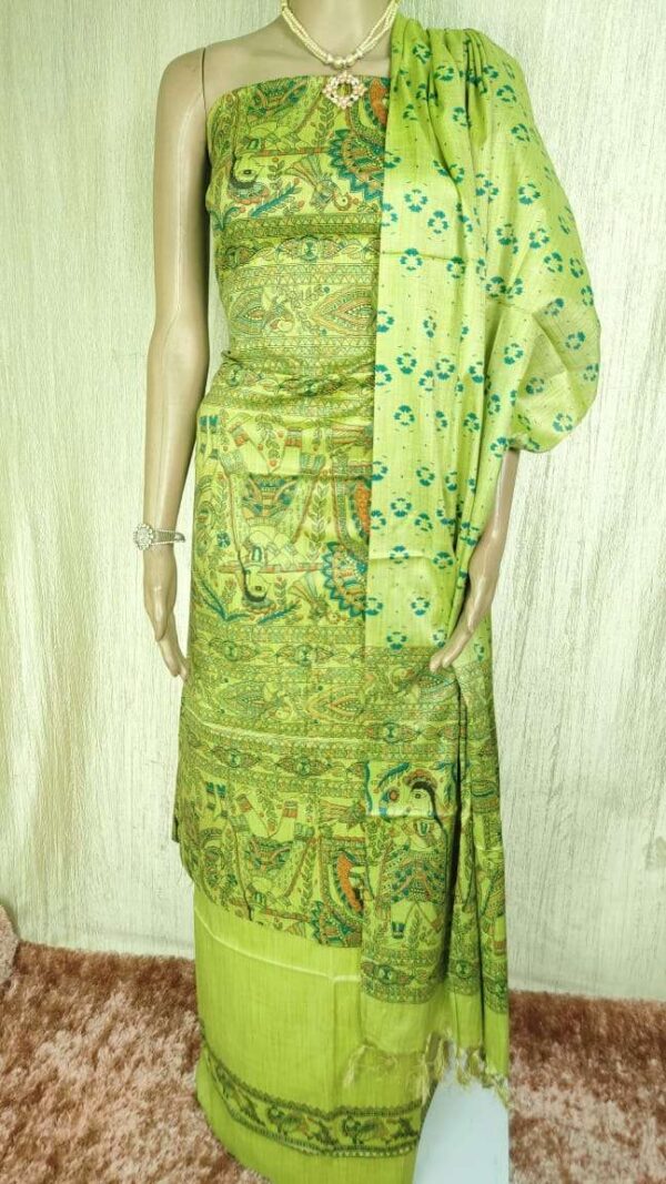 Latest Women's Khadi Silk Madhubani Print Dresses