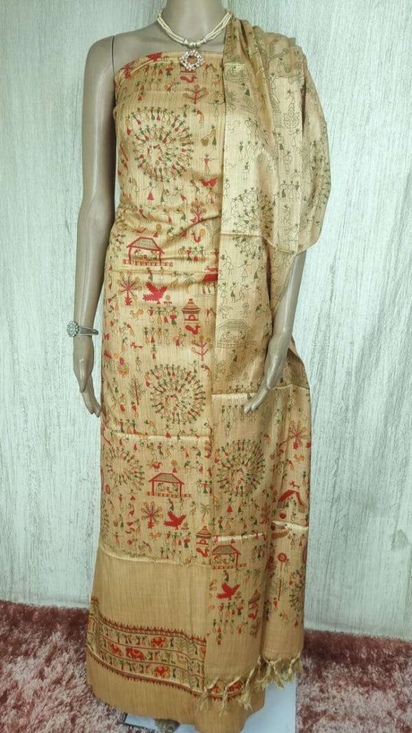 Latest Women's Khadi Silk Madhubani Print Dresses