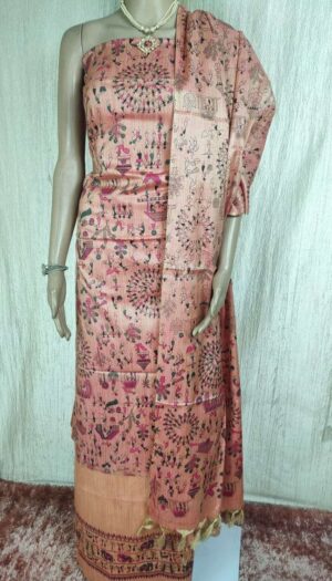 Latest Women's Khadi Silk Madhubani Print Dresses