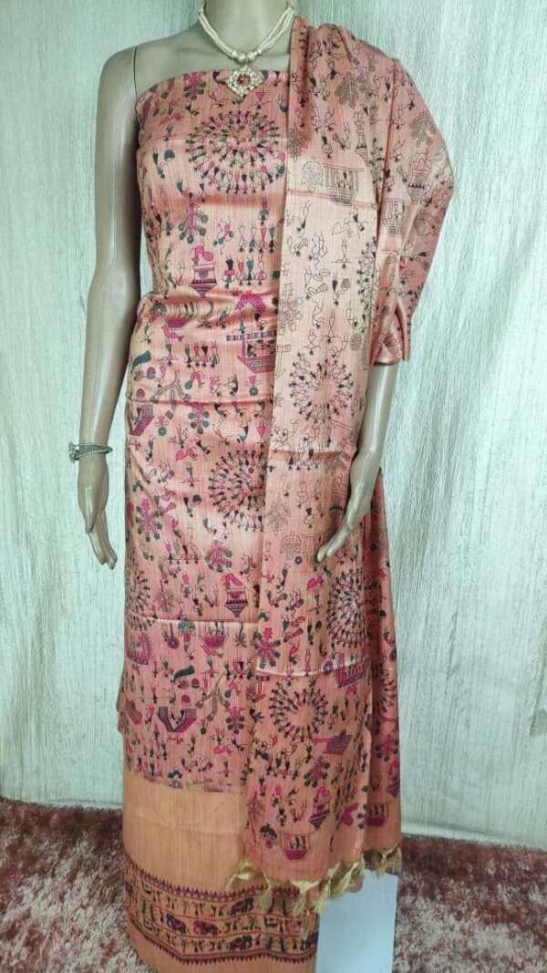 Latest Women's Khadi Silk Madhubani Print Dresses