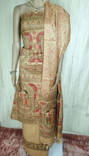 Latest Women's Khadi Silk Madhubani Print Dresses