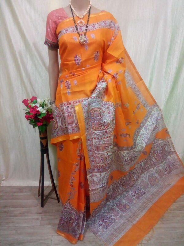 Cotton Silk Handloom Digital  Print  Saree