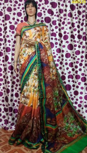 Cotton Silk Handloom Digital  Print  Saree