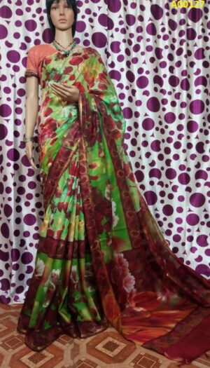 Cotton Silk Handloom Digital  Print  Saree