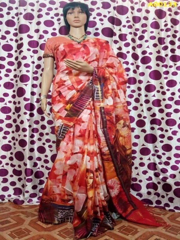 Cotton Silk Handloom Digital  Print  Saree