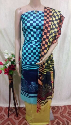 Cotton Silk  Screen Print Dress Material