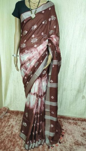 Handloom Cotton Silk Sibori Dying Saree
