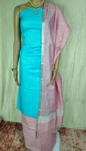 Pure Cotton Self Zari Border Dress Material