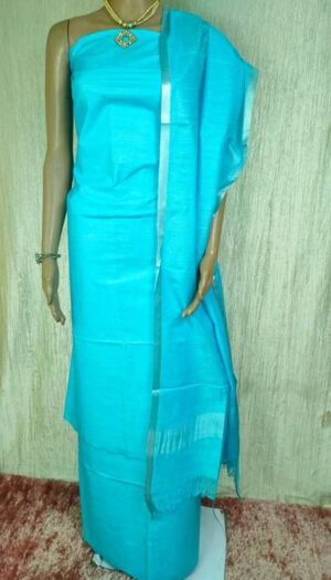 Pure Cotton Self Zari Border Dress Material