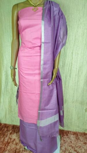 Pure Cotton Self Zari Border Dress Material