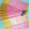 Women's Pure Khadi Linen Zari Border Saree - Image 4